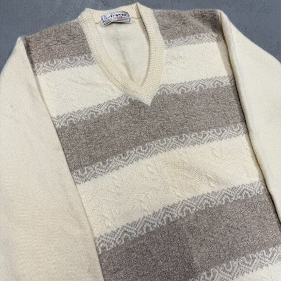 Vintage Angora Rabbit Hari Fair Isle Knit Sweater 38 Medium - Picture 2 of 7